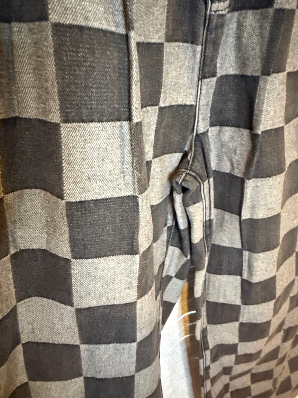Black & Gray Checkerboard Wide Leg Jeans - Picture 2 of 6